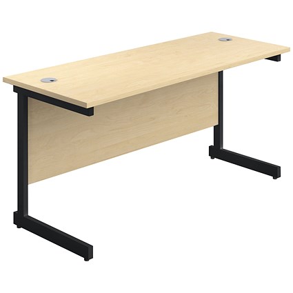 Jemini 1800mm Slim Rectangular Desk, Black Single Upright Cantilever Legs, Maple Jemini 1800mm Slim Rectangular Desk, Black Single Upright Cantilever Legs, Maple