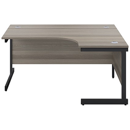Jemini 1600mm Corner Desk, Right Hand, Black Single Upright Cantilever Legs, Grey Oak Jemini 1600mm Corner Desk, Right Hand, Black Single Upright Cantilever Legs, Grey Oak