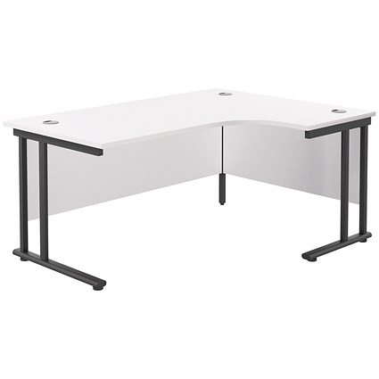 Jemini 1600mm Corner Desk, Right Hand, Black Double Upright Cantilever Legs, White Jemini 1600mm Corner Desk, Right Hand, Black Double Upright Cantilever Legs, White