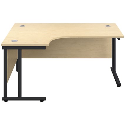 Jemini 1800mm Corner Desk, Left Hand, Black Double Upright Cantilever Legs, Maple