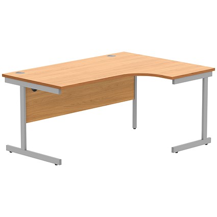 Polaris 1600mm Corner Desk, Right Hand, Silver Cantilever Legs, Beech
