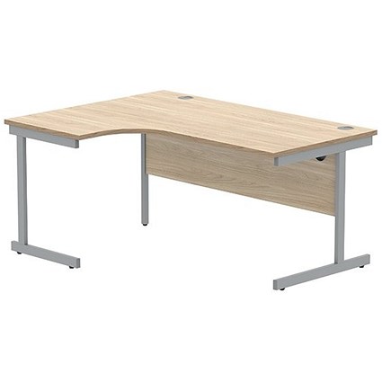 Polaris 1600mm Corner Desk, Left Hand, Silver Cantilever Leg, Oak