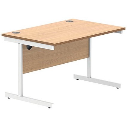 Polaris 1200mm Rectangular Desk, White Cantilever Leg, Beech