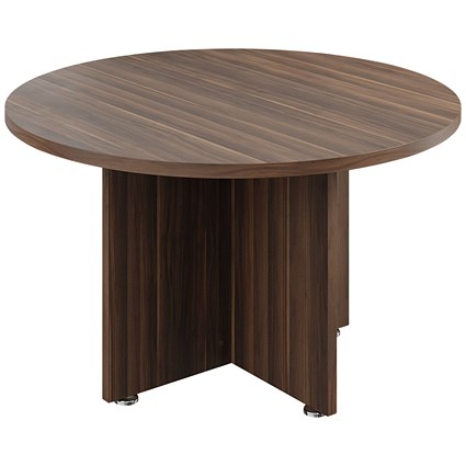 Avior Executive Circular Meeting Table, 1200mm Wide, Dark Walnut