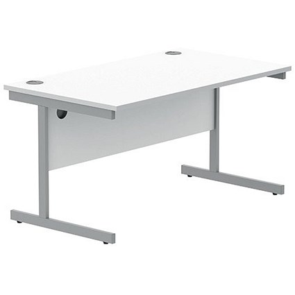 Polaris 1400mm Rectangular Desk, White Cantilever Leg, White