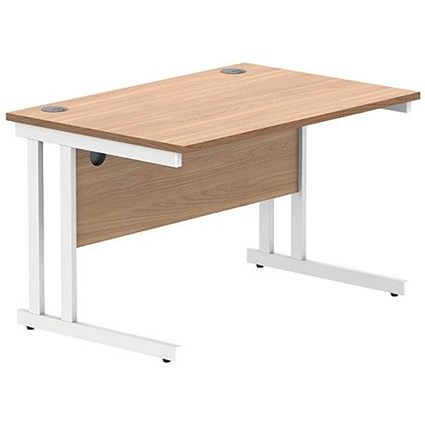 Polaris 1200mm Rectangular Desk, White Cantilever Leg, Beech
