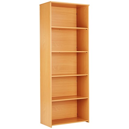 Serrion Premium Extra Tall Bookcase, 4 Shelves, 2000mm High, Beech