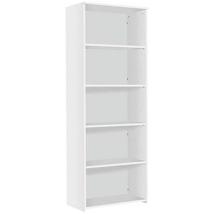 Serrion Premium Extra Tall Bookcase, 4 Shelves, 2000mm High, White