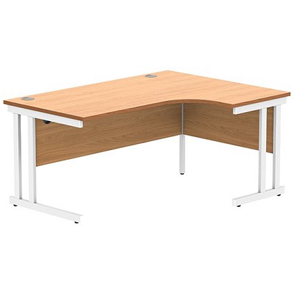 Polaris 1600mm Corner Desk, Right Hand, White Cantilever Legs, Beech