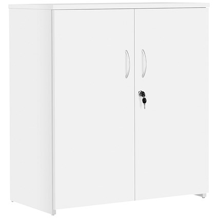 Serrion Premium Low Wooden Cupboard, 1 Shelf, 800mm High, White