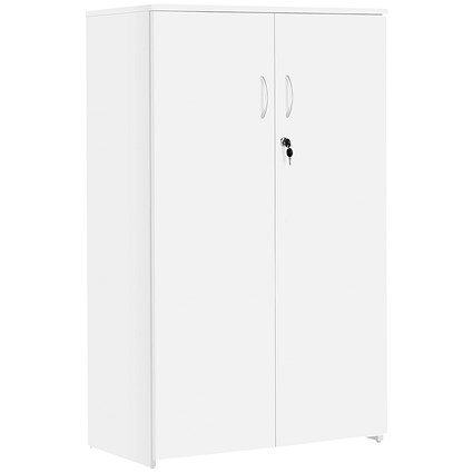 Serrion Premium Medium Wooden Cupboard, 2 Shelves, 1200mm High, White