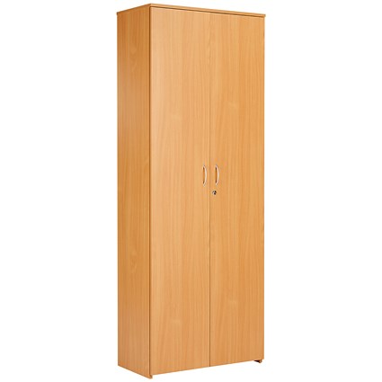 Serrion Premium Extra Tall Wooden Cupboard, 4 Shelves, 2000mm High, Beech