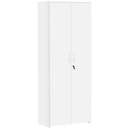 Serrion Premium Extra Tall Wooden Cupboard, 4 Shelves, 2000mm High, White