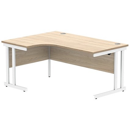 Polaris 1600mm Corner Desk, Left Hand, White Cantilever Leg, Oak