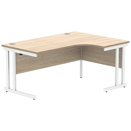 Polaris 1600mm Corner Desk, Right Hand, White Cantilever Legs, Oak