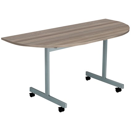 Jemini D-End Tilt Table 1400x700x720mm Dark Walnut/Silver