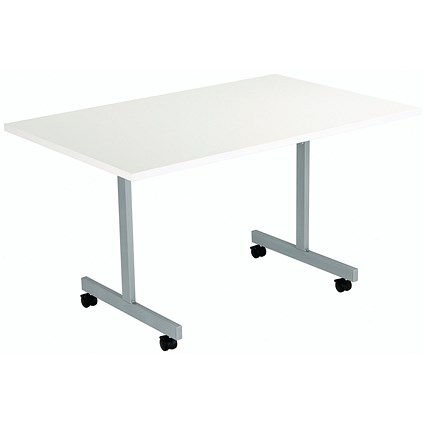 Jemini Rectangular Tilting Table 1200x700x730mm White/Silver