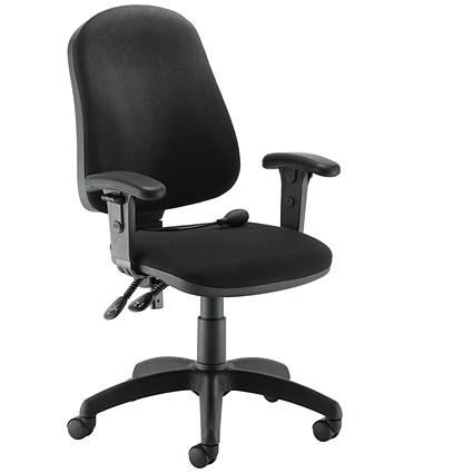 First Calypso Operator Chair, Lumbar Pump, Adjustable Arm, Black