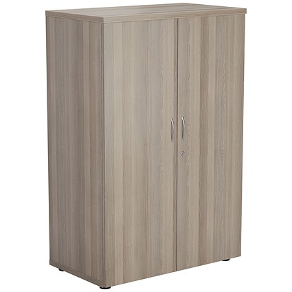 Jemini Medium Wooden Cupboard, 3 Shelves, 1200mm High, Grey Oak