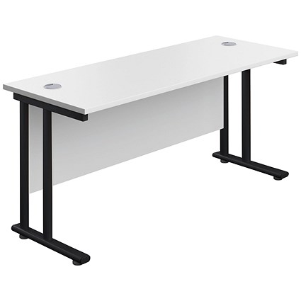 Jemini 1200mm Slim Rectangular Desk Black Double Upright Cantilever Legs White