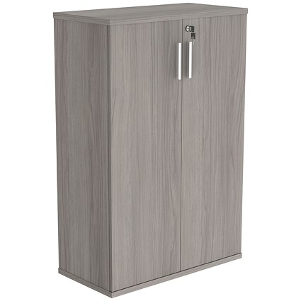 Astin Medium Wooden Cupboard, 2 Shelves, 1204mm High, Grey Oak