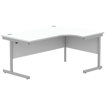 Astin 1600mm Corner Desk, Right Hand, Silver Cantilever Legs, White