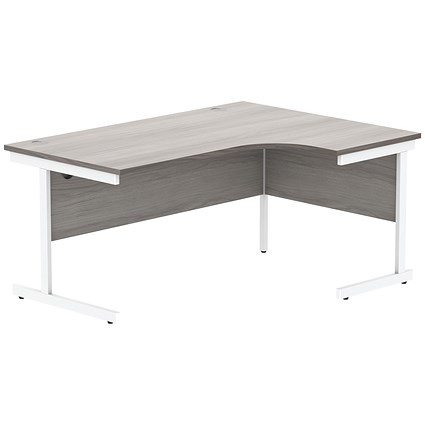 Astin 1600mm Corner Desk, Right Hand, White Cantilever Legs, Grey Oak Astin 1600mm Corner Desk, Right Hand, White Cantilever Legs, Grey Oak