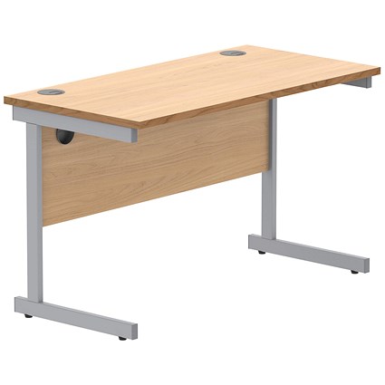 Astin 1200mm Slim Rectangular Desk, Silver Cantilever Legs, Beech