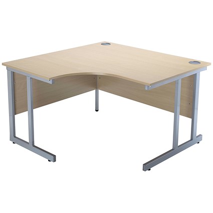 Jemini Intro Cantilever Corner Desk, Left Hand, 1200mm Wide, Maple