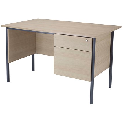 Jemini Intro Traditional Desk with 2-Drawer Pedestal, 1200mm Wide, Maple