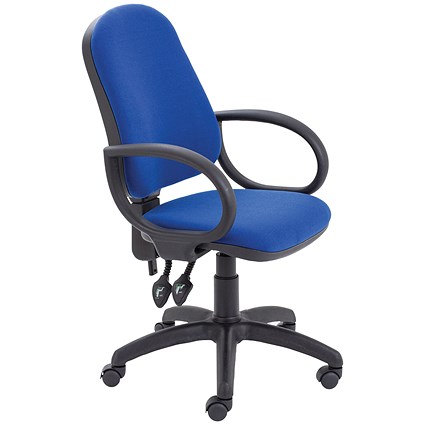 First High Back Operators Chair with Fixed Arms, Blue