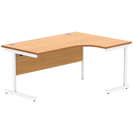 Polaris 1600mm Corner Desk, Right Hand, White Cantilever Legs, Beech