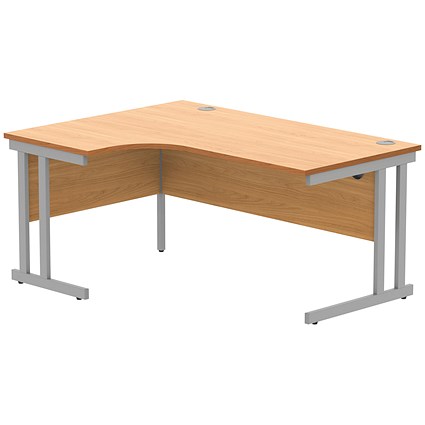 Polaris 1600mm Corner Desk, Left Hand, Silver Cantilever Leg, Beech