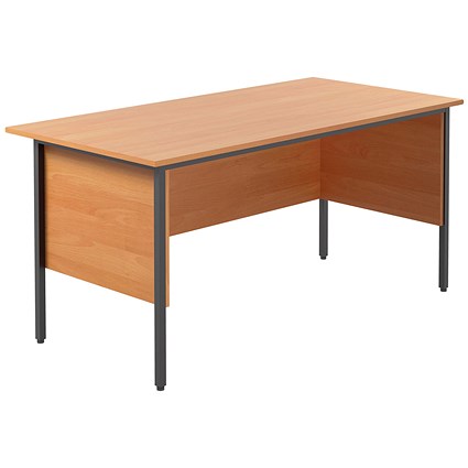 Serrion 1500mm Rectangular Desk, Silver Straight Legs, Beech