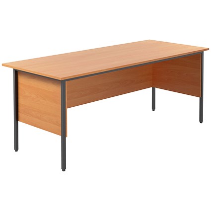 Serrion 1800mm Rectangular Desk, Silver Straight Legs, Beech