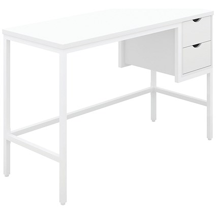 Soho Computer Desk with 2 Drawers, 1200mm, White, White Legs