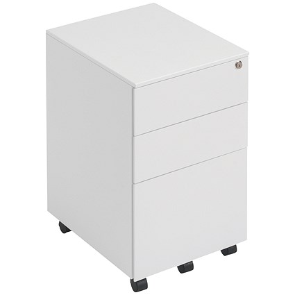 First 3 Drawer Steel Under Desk Pedestal, White