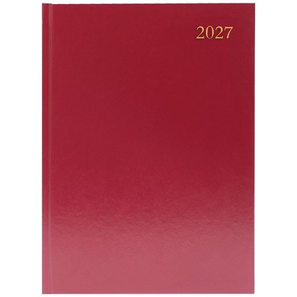 Desk Diary Day Per Page Appt A4 Burgundy 2027