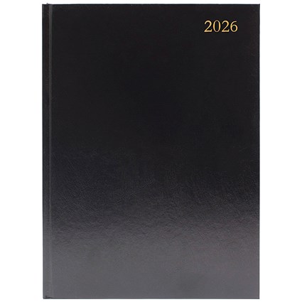 5 Star A4 Appointment Desk Diary, Day Per Page, Black, 2026