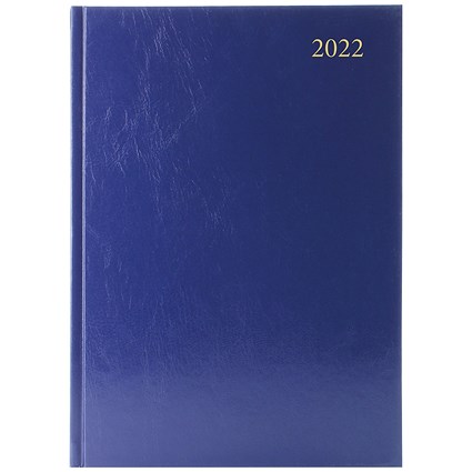 Desk Diary Day Per Page Appointments A4 Blue 2022