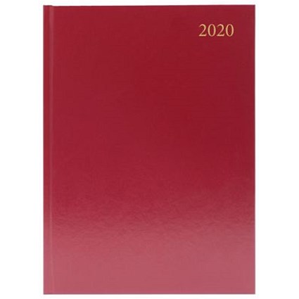 2020 Diary A4, Day Per Page, Burgundy