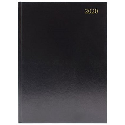 2020 Diary A4, Day Per Page, Black