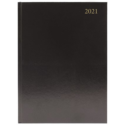 Desk Diary Day Per Page A4 Black 2021