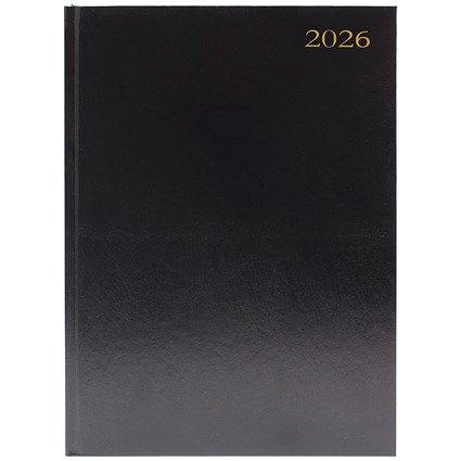 5 Star A4 Desk Diary, Day Per Page, Black, 2026