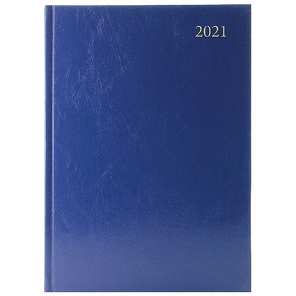 Desk Diary Day Per Page A4 Blue 2021