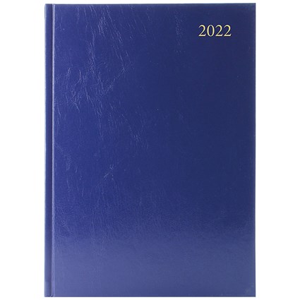 Desk Diary Day Per Page A4 Blue 2022