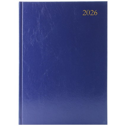 5 Star A4 Desk Diary, Day Per Page, Blue, 2026