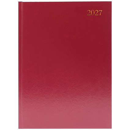 Desk Diary 2 Day Per Page A4 Burgundy 2027