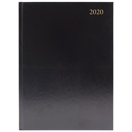 2020 Diary A4, 2 Days Per Page, Black