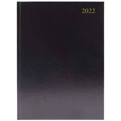 Desk Diary 2 Days Per Page A4 Black 2022